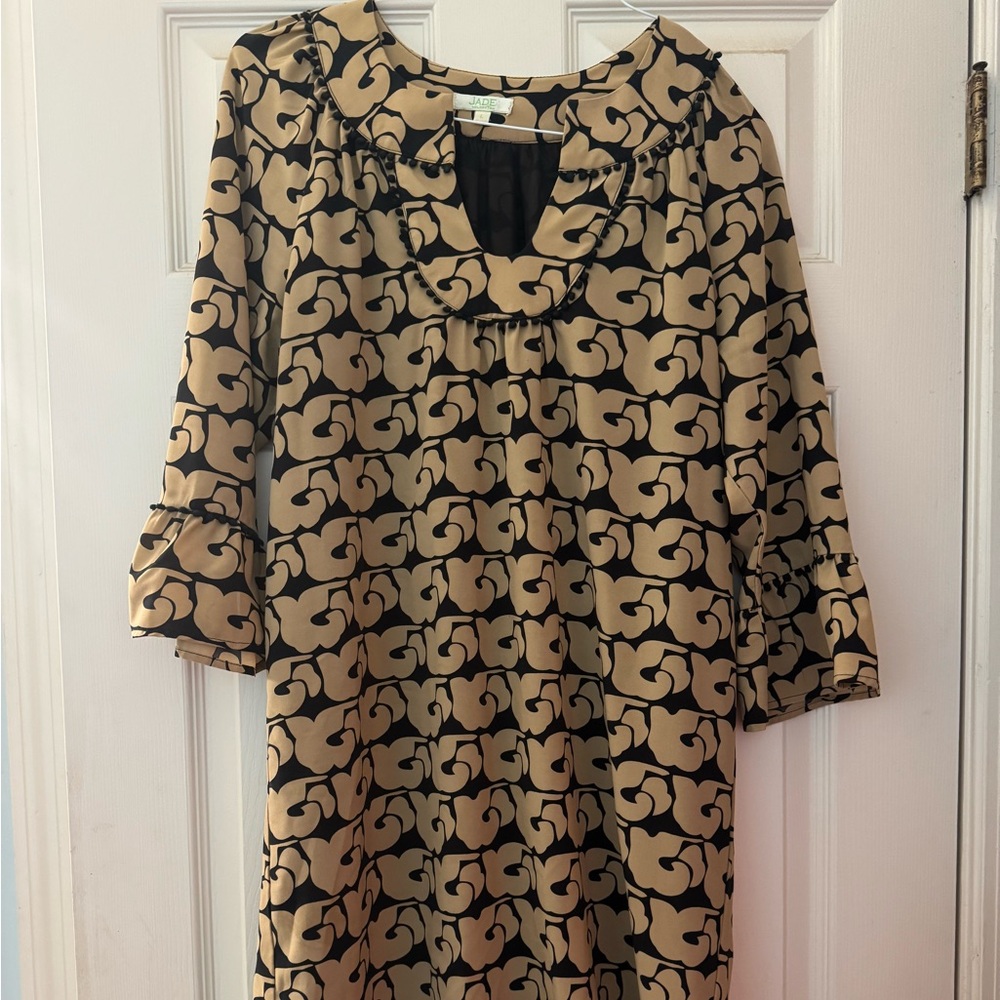 Jade Black and Khaki Long Sleeve Dress